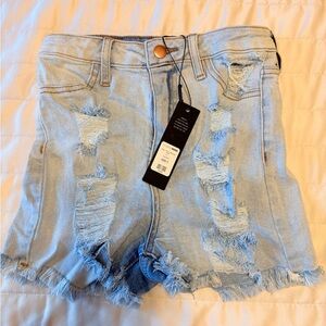 Distressed Light Blue Fashionnova Denim Shorts